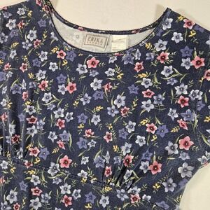 Vintage Erika Studio Midi Dress Cottagecore Women's Large Floral Print